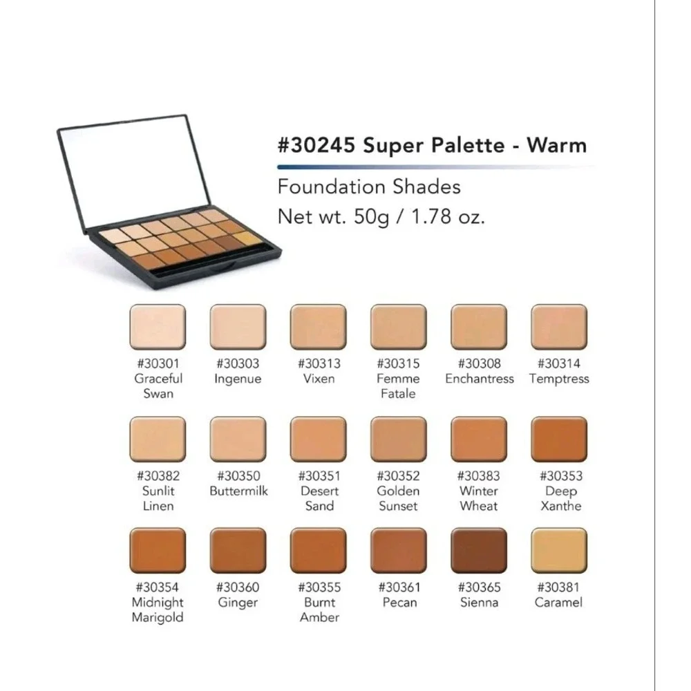 GRAFTOBIAN Glamour Crème™ Ultra HD Foundation Super Palette - WARM  Theater